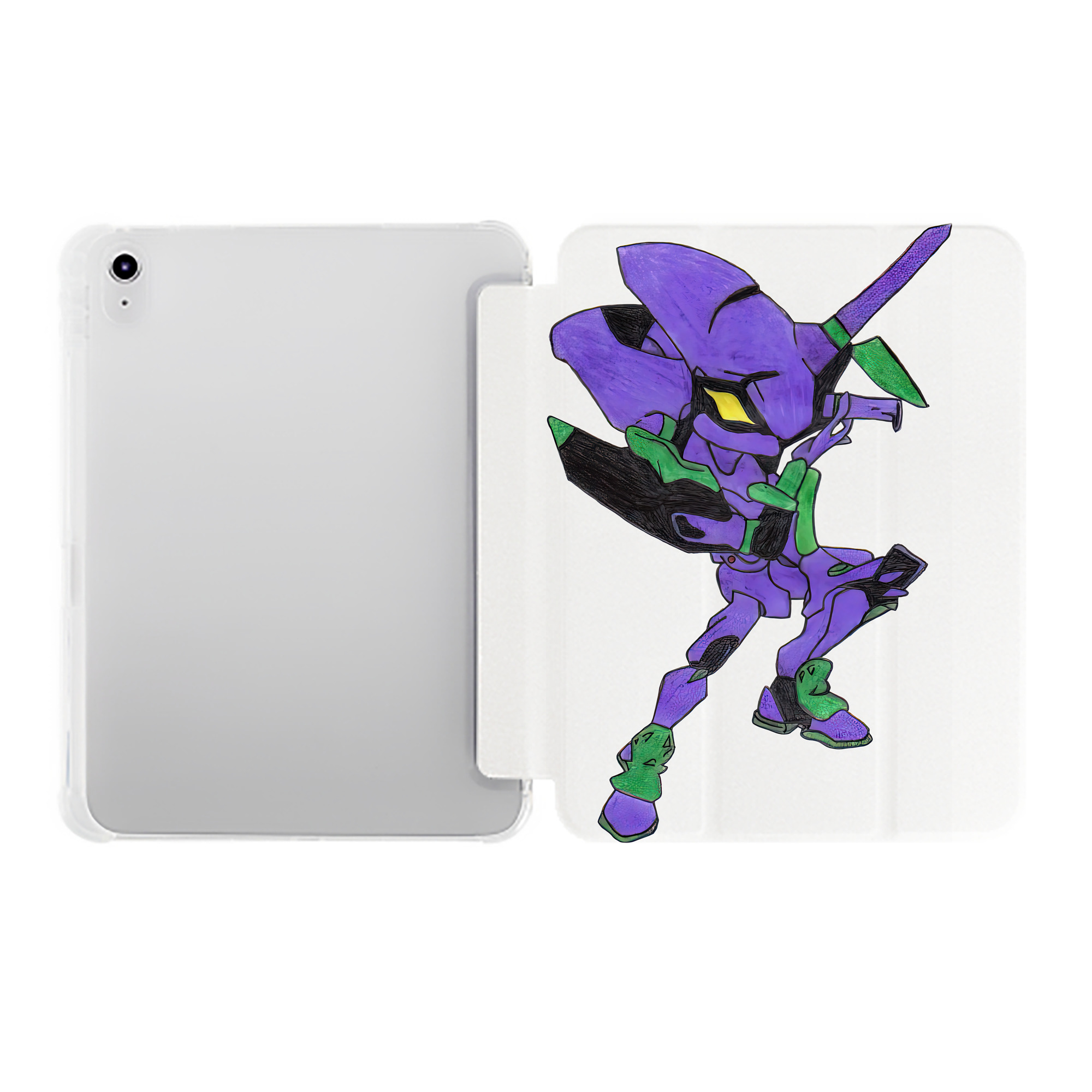 （画像用） EVA 新世紀エヴァンゲリオン IPad ケース ペン収納付き 三つ折りスタンド PUレザー×シリコン 対応機種9.5/10.5/10.9インチ